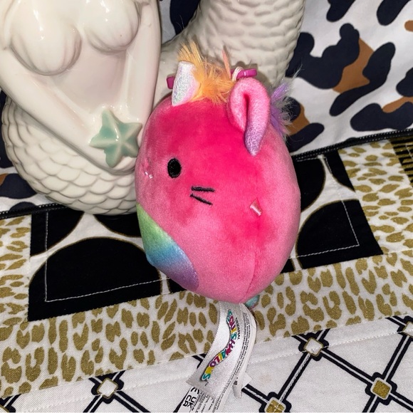 SQUISHMALLOWS JAZWARES LIZETTE THE UNICORN CAT CLIP ON KEYCHAIN PLUSH - Picture 2 of 3